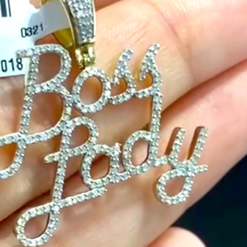 Custom 10k Gold Real Diamond BOSS LADY Charm SALE - Picture 3 of 5